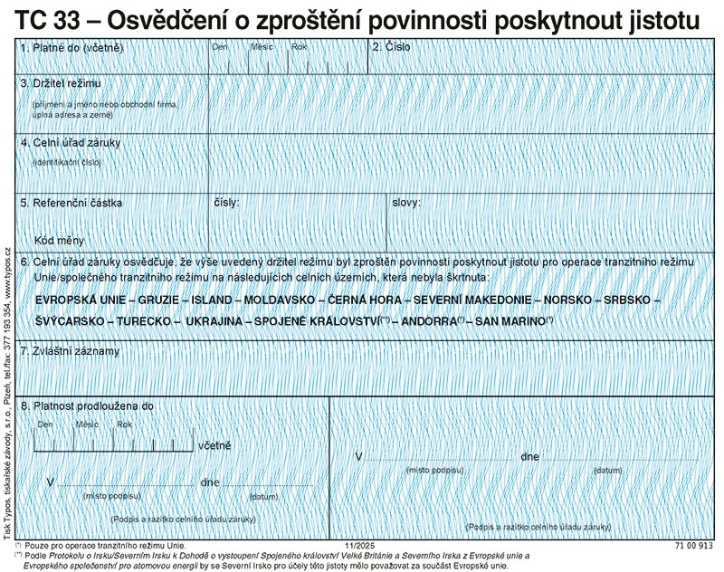 TC 33-Osved.o zprošt.povin.posk.jistotu(nové od 1.11.2025)